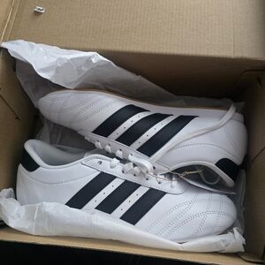 Adidas Women's Taekwondo Lace White Sneakers with Black Stripes